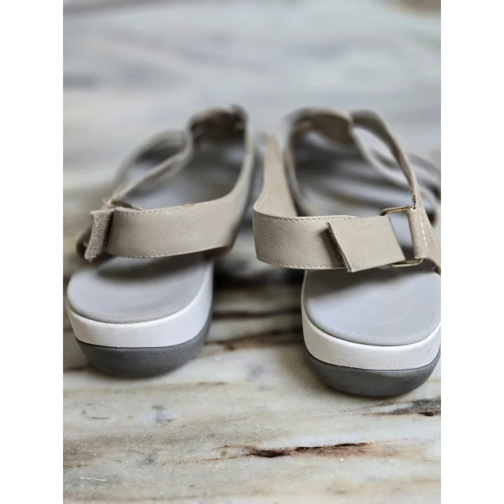 Clarks Cloudsteppers TaupeElastic Strappy Sandals Womens 11 W Wide